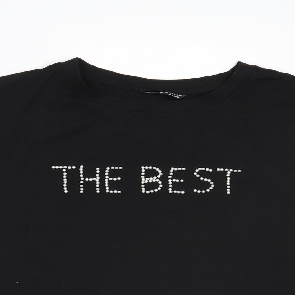 SheIn# Womens Black   Cropped T-Shirt Size L