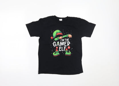 Gildan Boys Black   Basic T-Shirt Size L