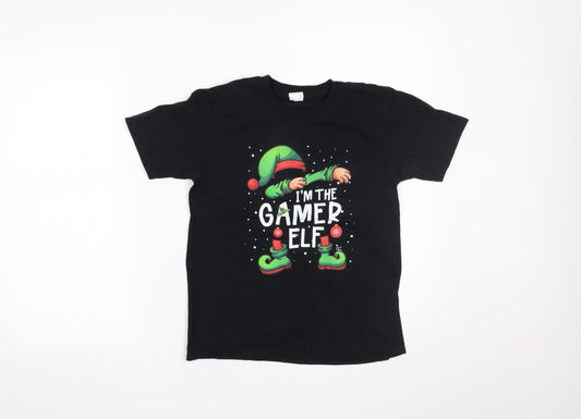 Gildan Boys Black   Basic T-Shirt Size L