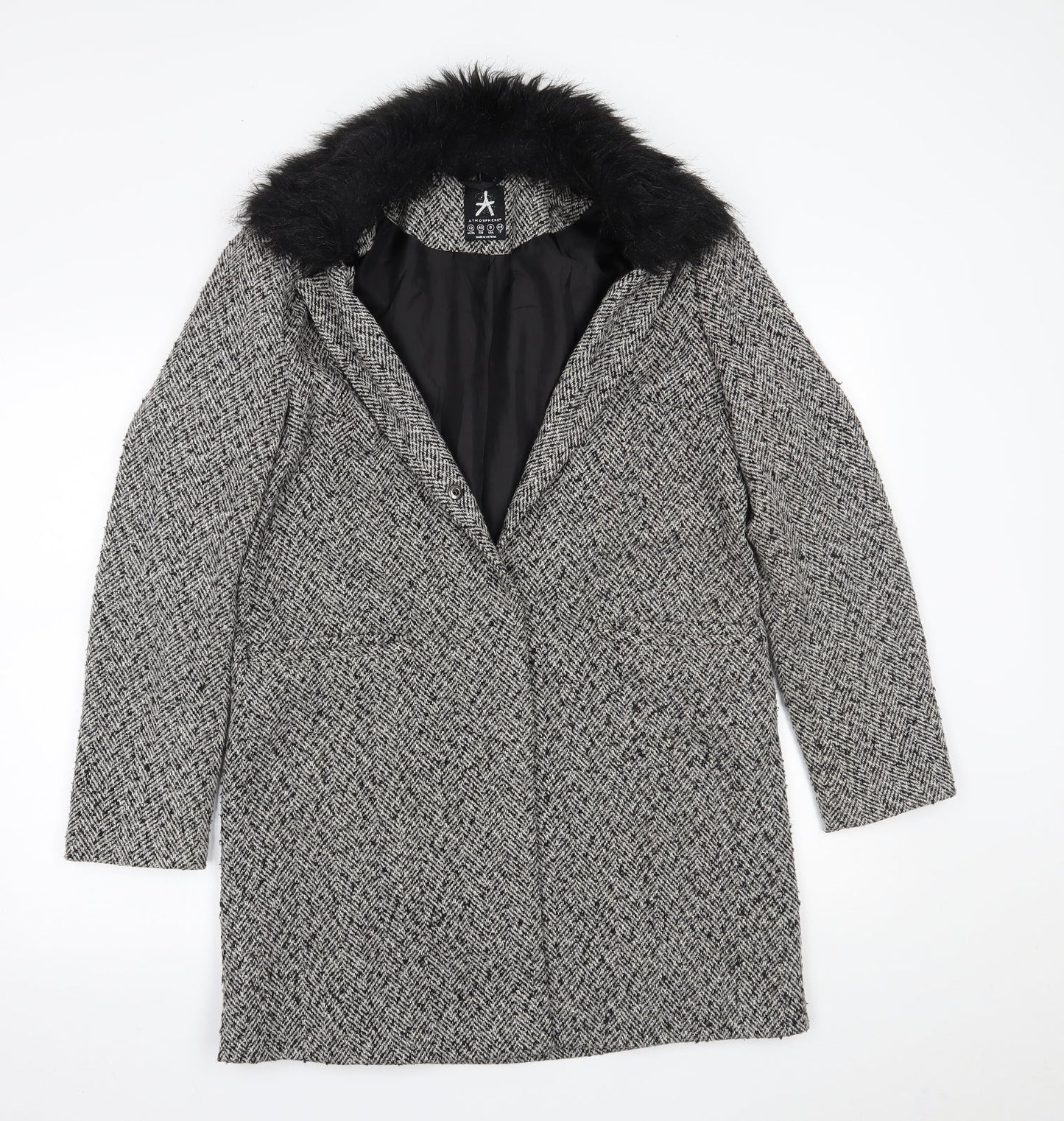 Primark Womens Grey Check  Overcoat Coat Size 12