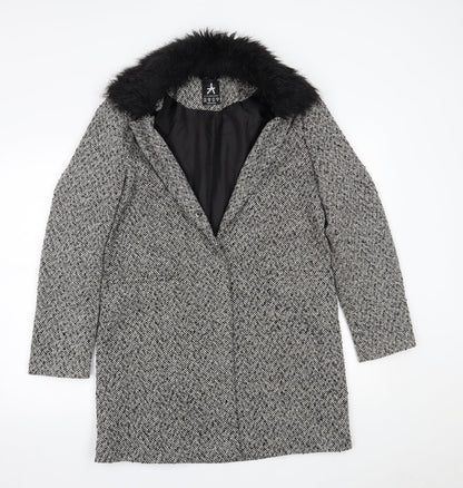 Primark Womens Grey Check  Overcoat Coat Size 12