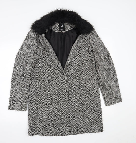 Primark Womens Grey Check  Overcoat Coat Size 12