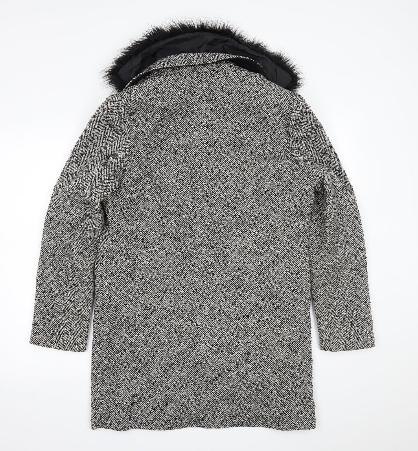 Primark Womens Grey Check  Overcoat Coat Size 12