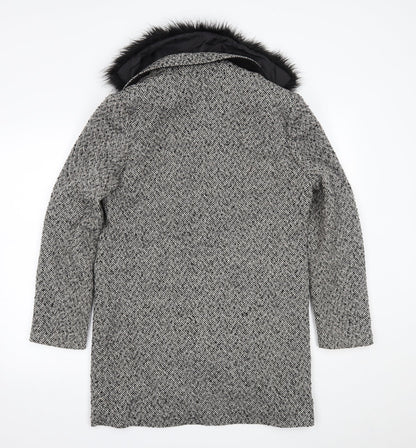 Primark Womens Grey Check  Overcoat Coat Size 12