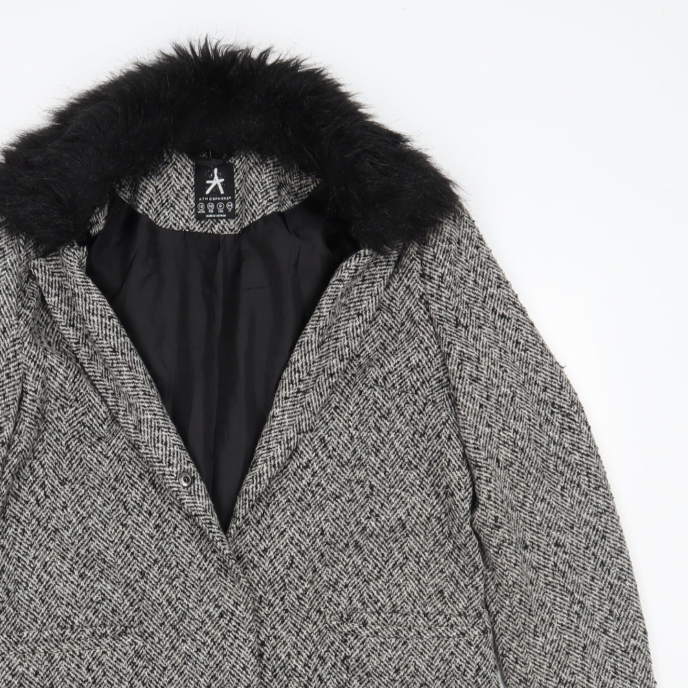 Primark Womens Grey Check  Overcoat Coat Size 12