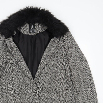 Primark Womens Grey Check  Overcoat Coat Size 12