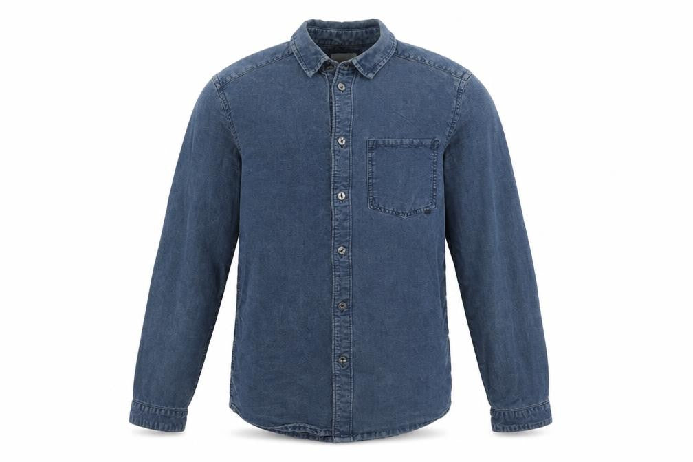 Mens UK Size S Wezc Blue  Button-Up Long Sleeve Casual Shirt