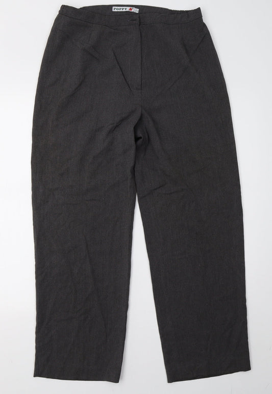 Poppy Womens Grey   Trousers  Size 14 L29 in