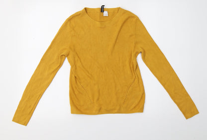 H&M Womens Yellow  Knit Pullover Sweatshirt Size L