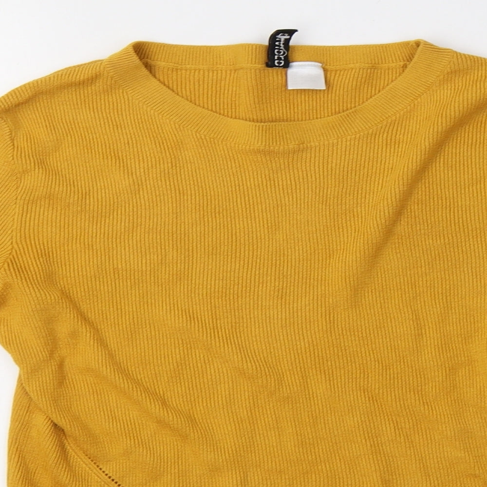 H&M Womens Yellow  Knit Pullover Sweatshirt Size L