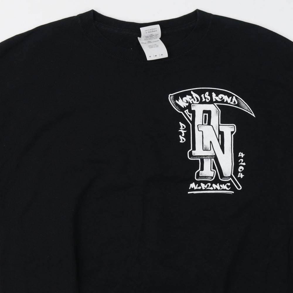 Mens UK Size M Gildan Black  T-Shirt