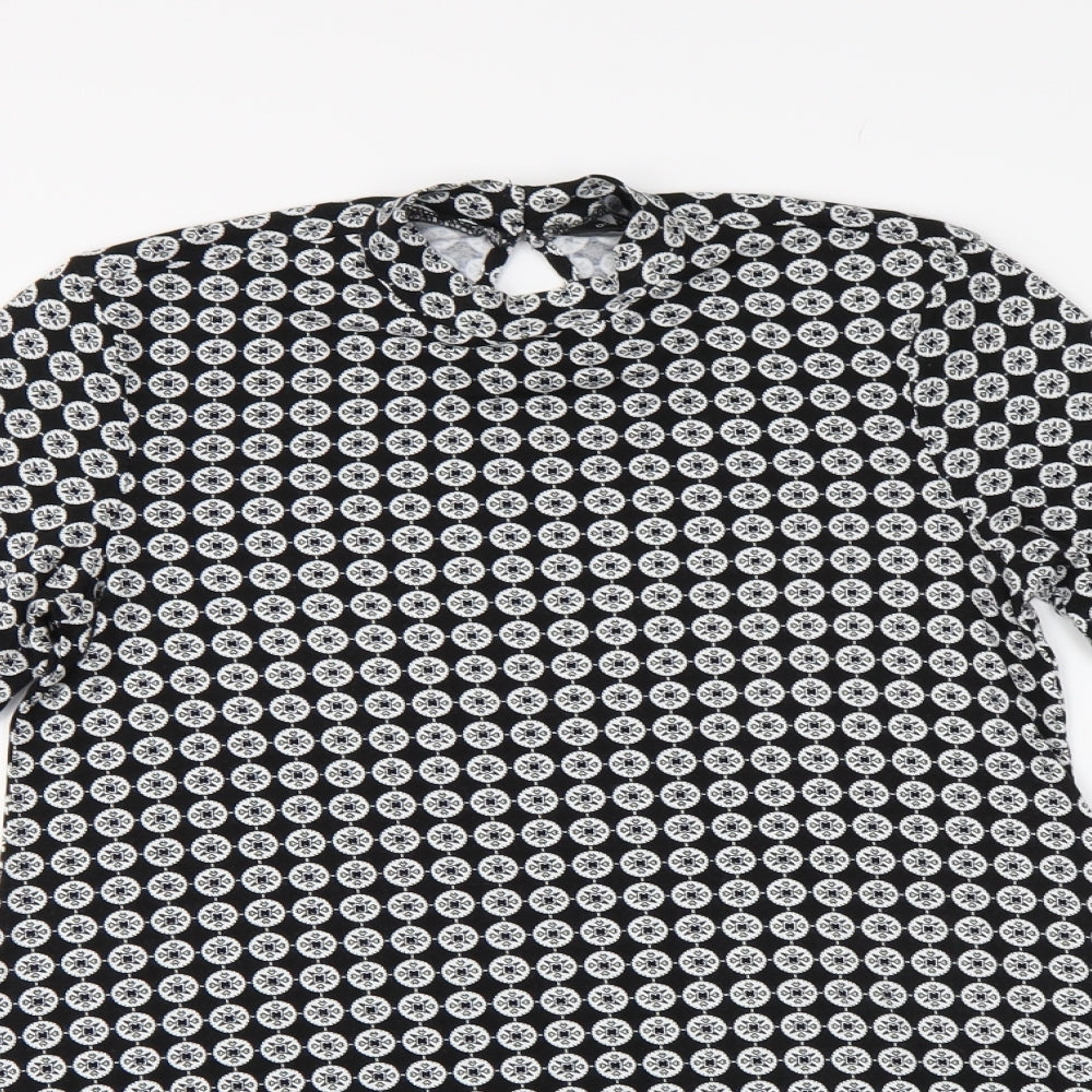 Womens UK Size 10 Dorothy Perkins Black Tunic Blouse