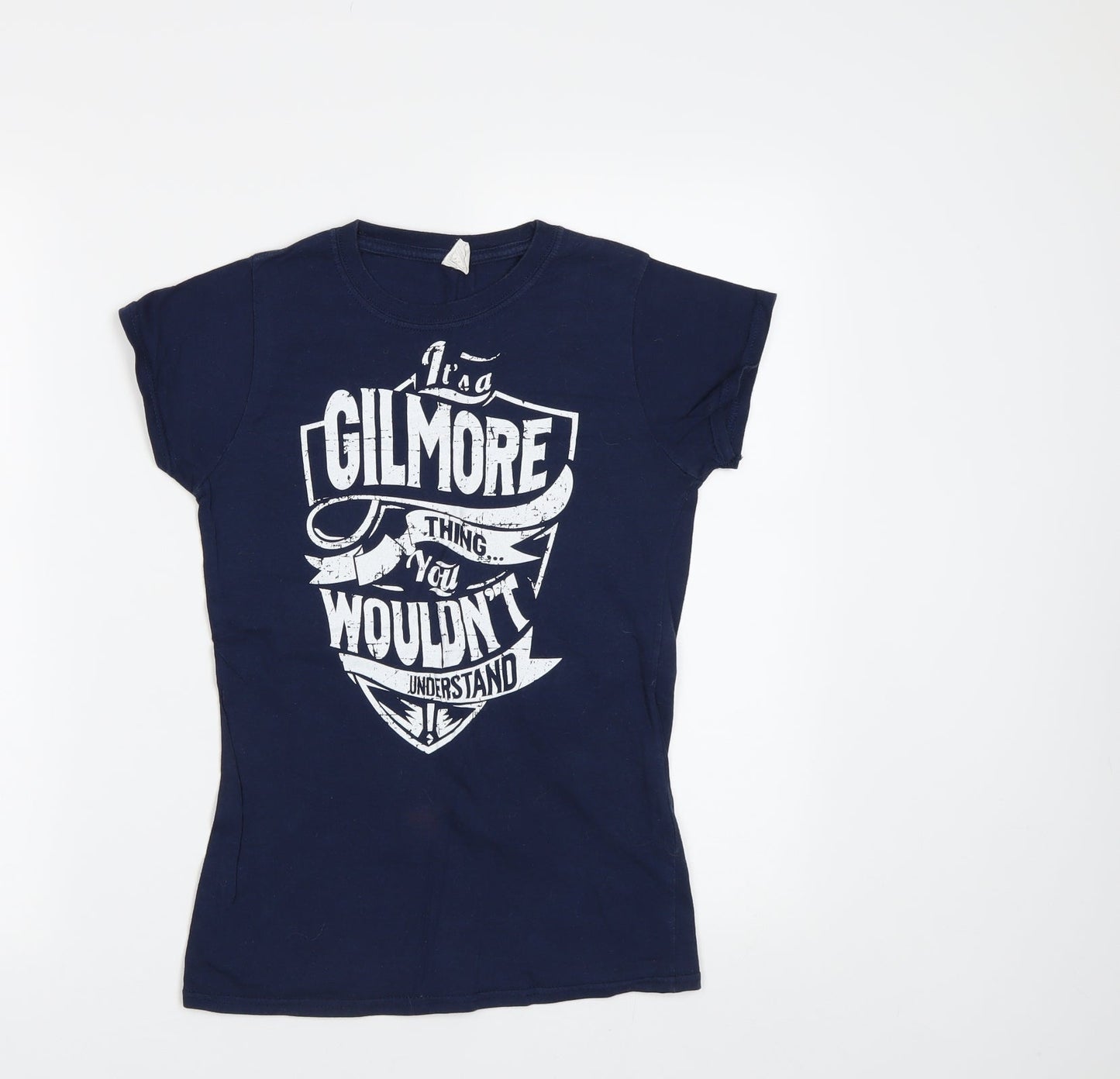 Womens UK Size S Gildan Blue Basic T-Shirt
