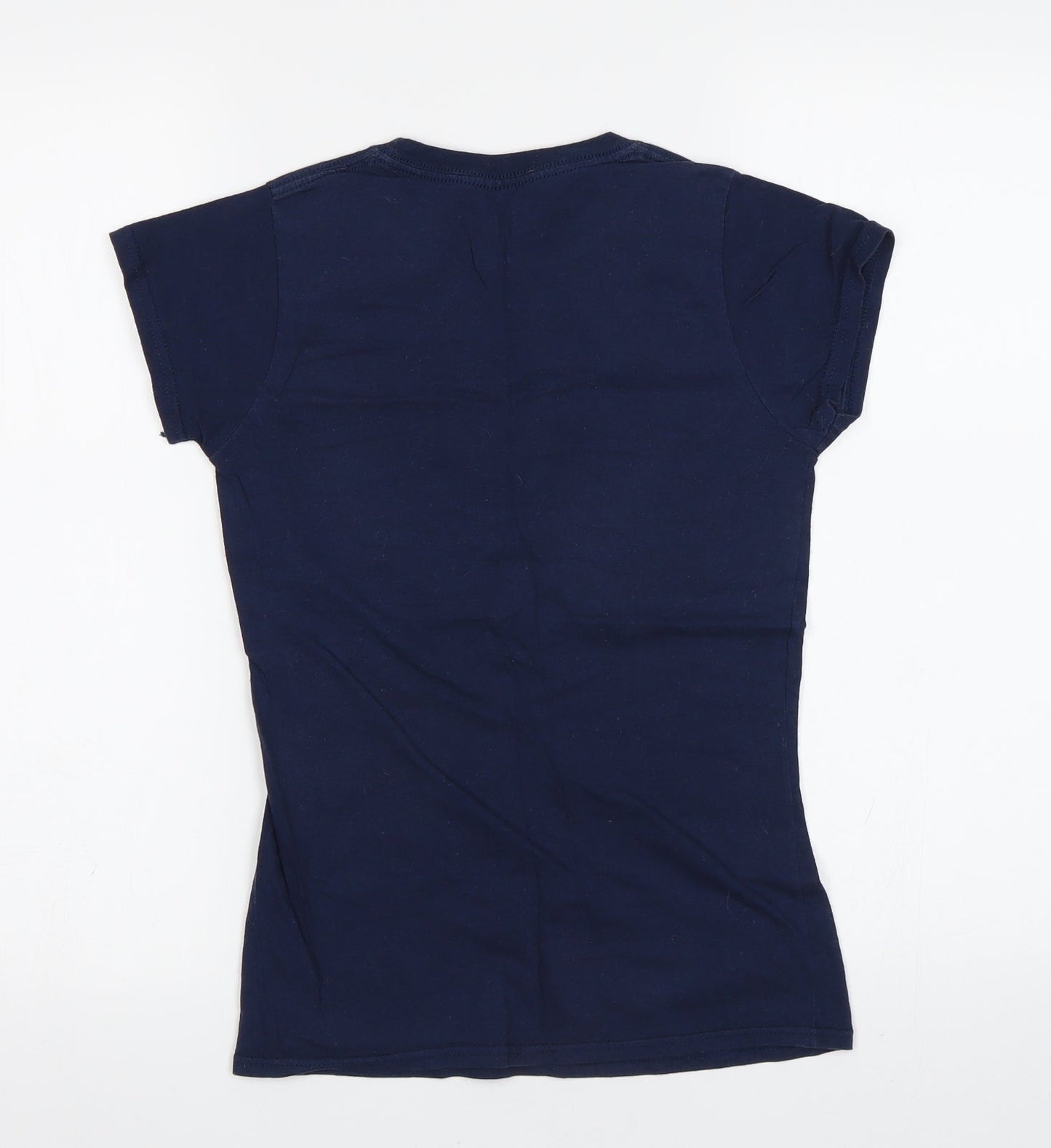 Womens UK Size S Gildan Blue Basic T-Shirt