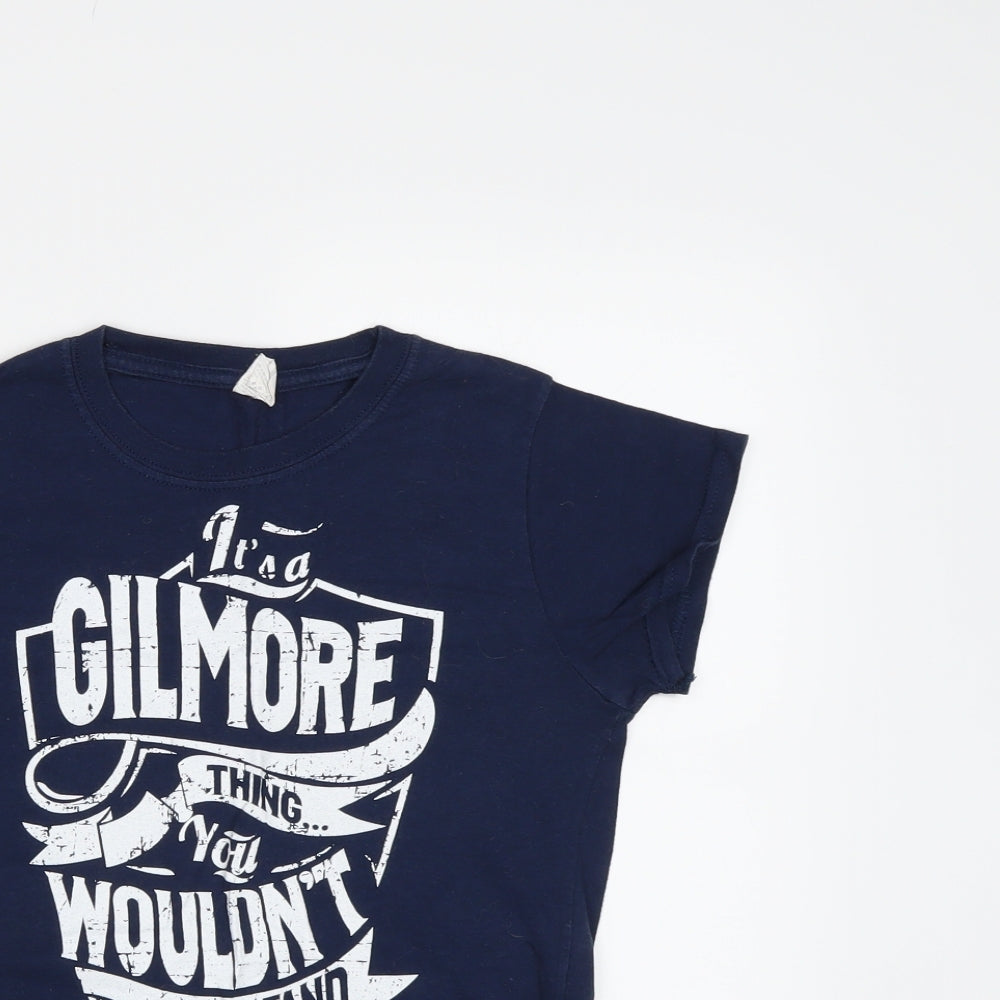 Womens UK Size S Gildan Blue Basic T-Shirt