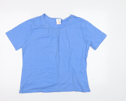 Womens UK Size L Anne De Lancay Blue Basic T-Shirt