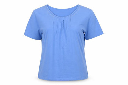 Womens UK Size L Anne De Lancay Blue Basic T-Shirt