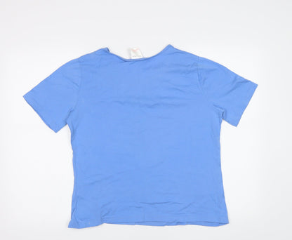 Womens UK Size L Anne De Lancay Blue Basic T-Shirt