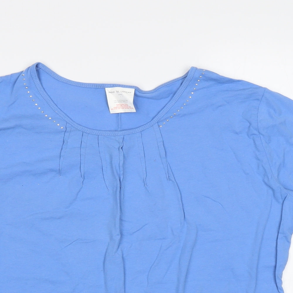 Womens UK Size L Anne De Lancay Blue Basic T-Shirt