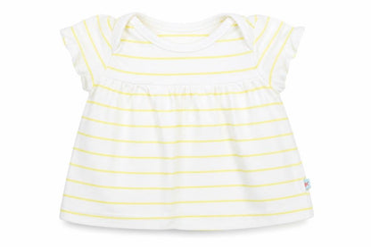 Front view of Mothercare Baby White Striped Basic T-Shirt, size 0-3, Months