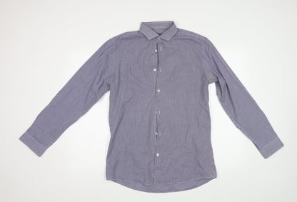 Primark Mens Blue Check   Button-Up Size 15.5