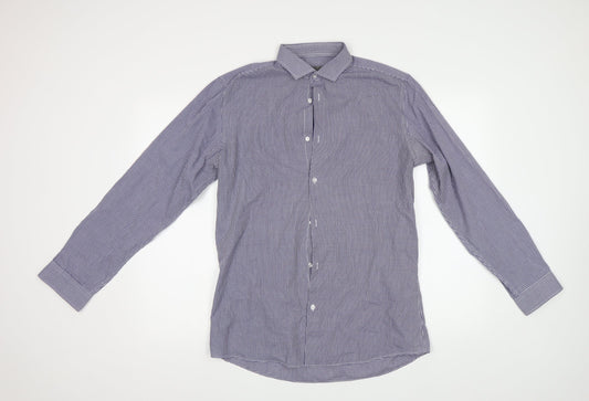Primark Mens Blue Check   Button-Up Size 15.5