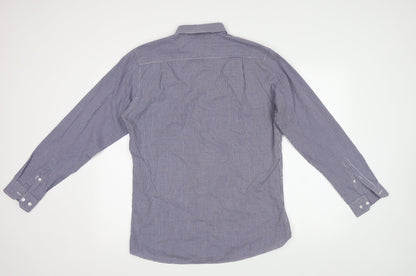Primark Mens Blue Check   Button-Up Size 15.5