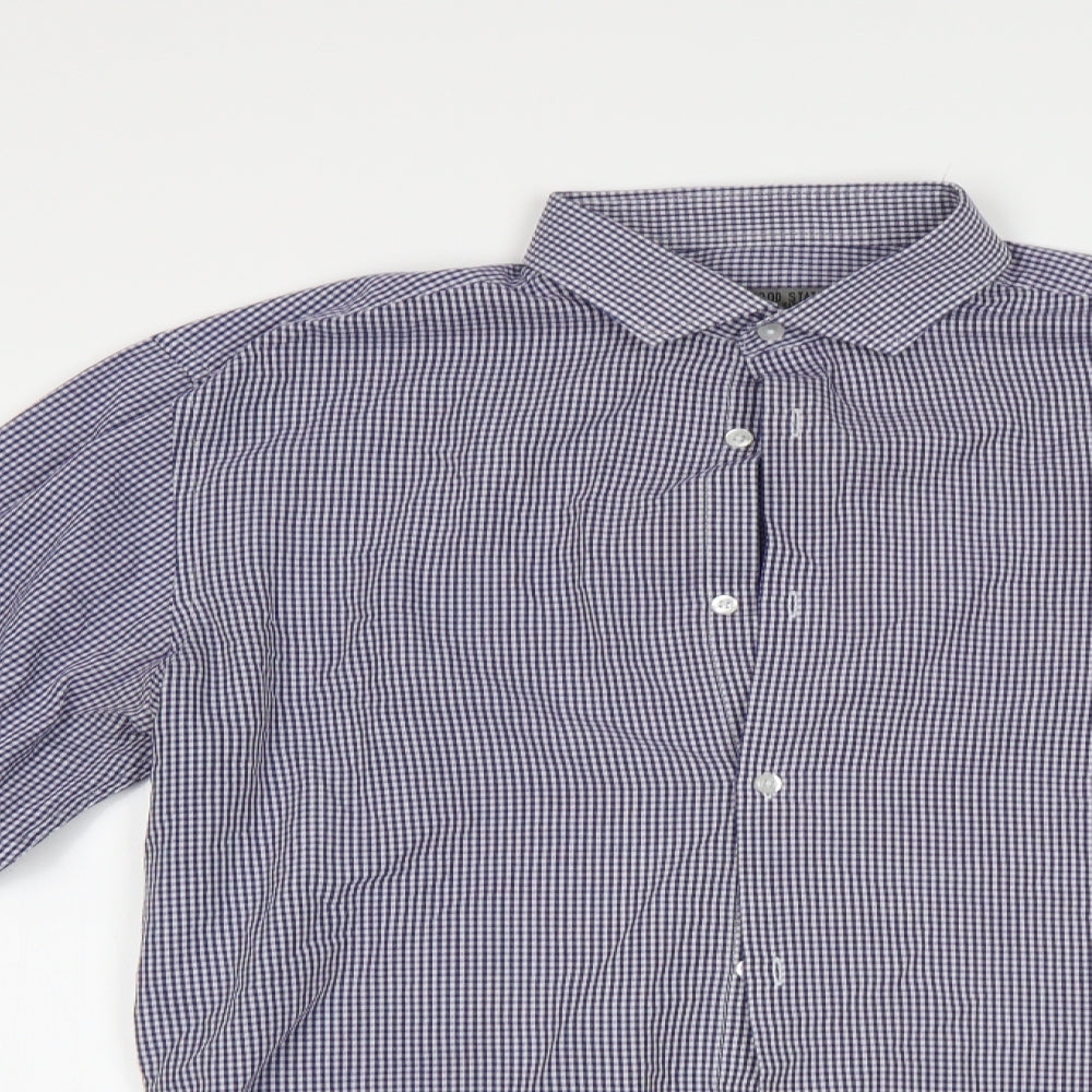 Primark Mens Blue Check   Button-Up Size 15.5