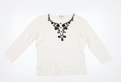 CC Womens White   Pullover Jumper Size M  - Embelished Neckline