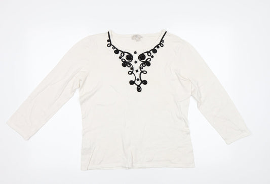 CC Womens White   Pullover Jumper Size M  - Embelished Neckline