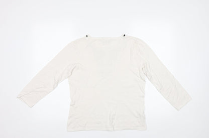 CC Womens White   Pullover Jumper Size M  - Embelished Neckline