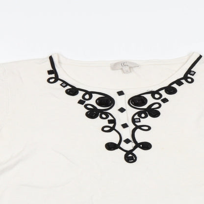 CC Womens White   Pullover Jumper Size M  - Embelished Neckline