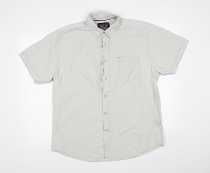 Mens UK Size XL Drill Clothing Grey  Button-Up Short Sleeve Casual Shirt