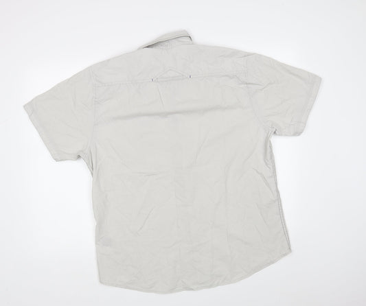 Mens UK Size XL Drill Clothing Grey  Button-Up Short Sleeve Casual Shirt