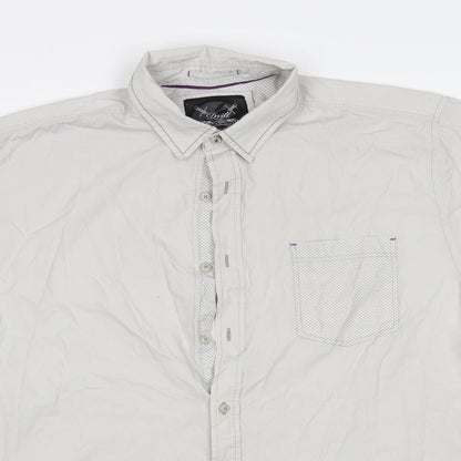 Mens UK Size XL Drill Clothing Grey  Button-Up Short Sleeve Casual Shirt