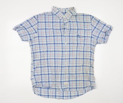 Mens UK Size XL IZOD Blue  Button-Up Short Sleeve Casual Shirt