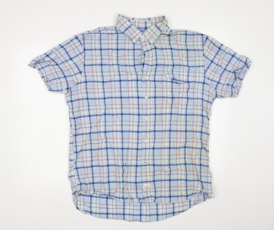 Mens UK Size XL IZOD Blue  Button-Up Short Sleeve Casual Shirt