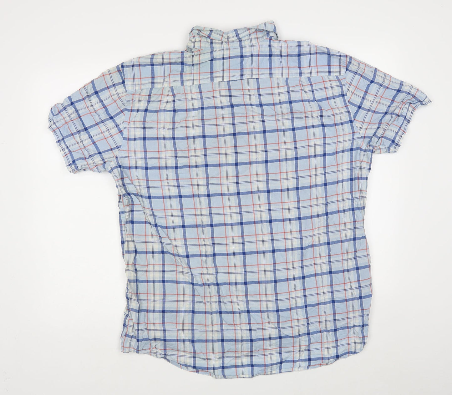 Mens UK Size XL IZOD Blue  Button-Up Short Sleeve Casual Shirt
