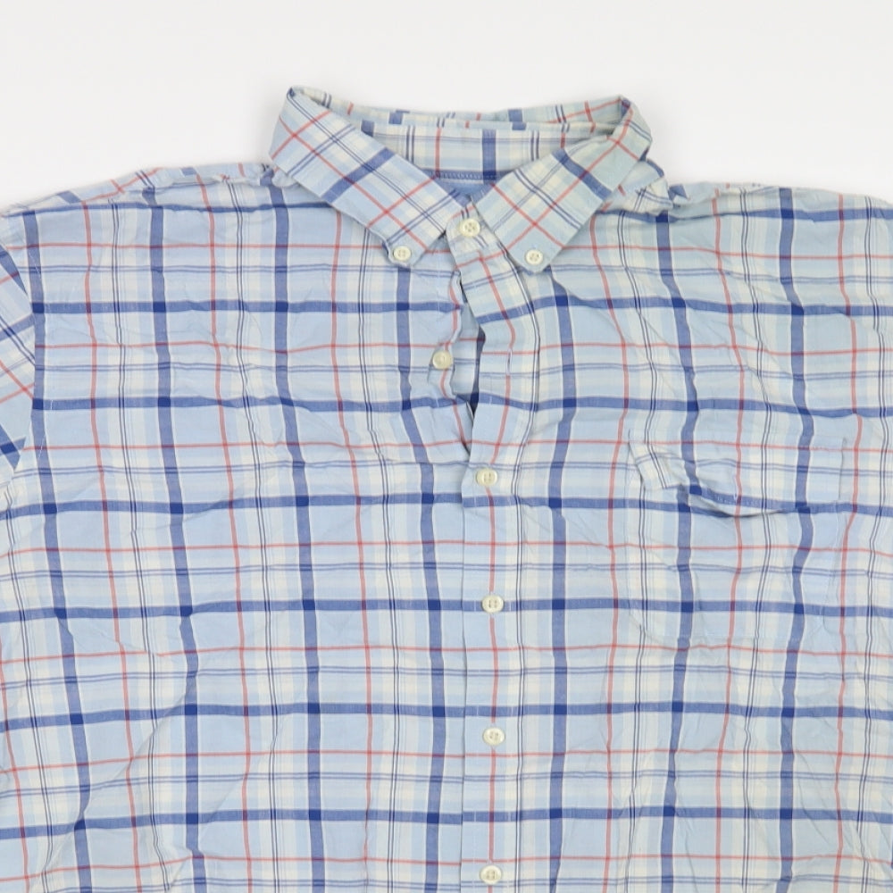 Mens UK Size XL IZOD Blue  Button-Up Short Sleeve Casual Shirt
