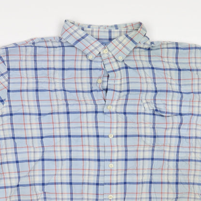 Mens UK Size XL IZOD Blue  Button-Up Short Sleeve Casual Shirt