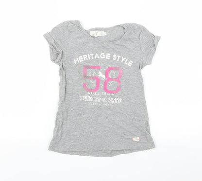 H&M Girls Grey   Basic T-Shirt Size 9-10 Years  - Heritage state