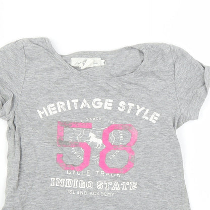 H&M Girls Grey   Basic T-Shirt Size 9-10 Years  - Heritage state