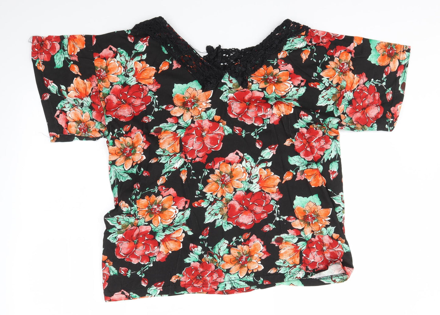 SOULE Womens Multicoloured Floral  Basic Polo Size 16