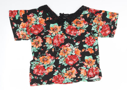 SOULE Womens Multicoloured Floral  Basic Polo Size 16