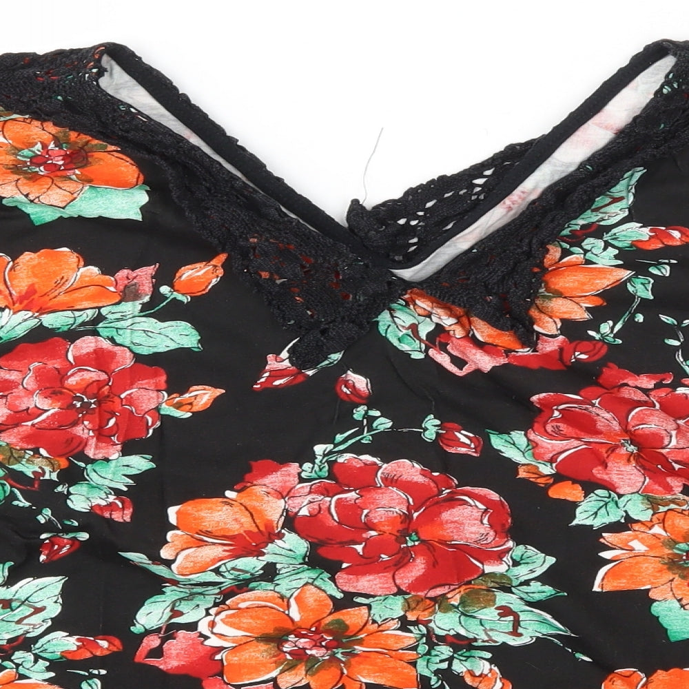 SOULE Womens Multicoloured Floral  Basic Polo Size 16