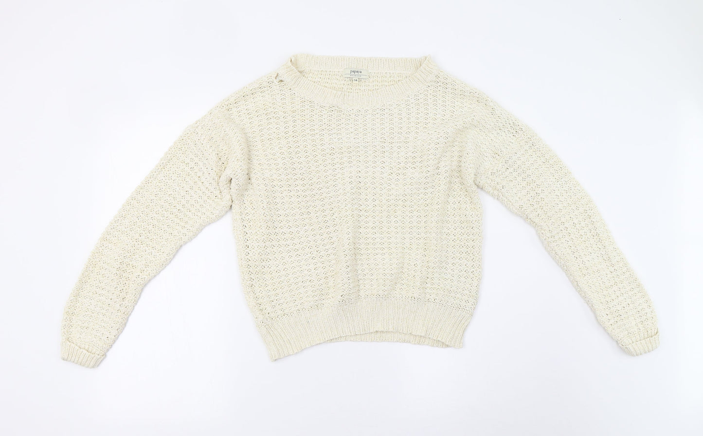 Womens UK Size 14 Papaya Beige Pullover Jumper