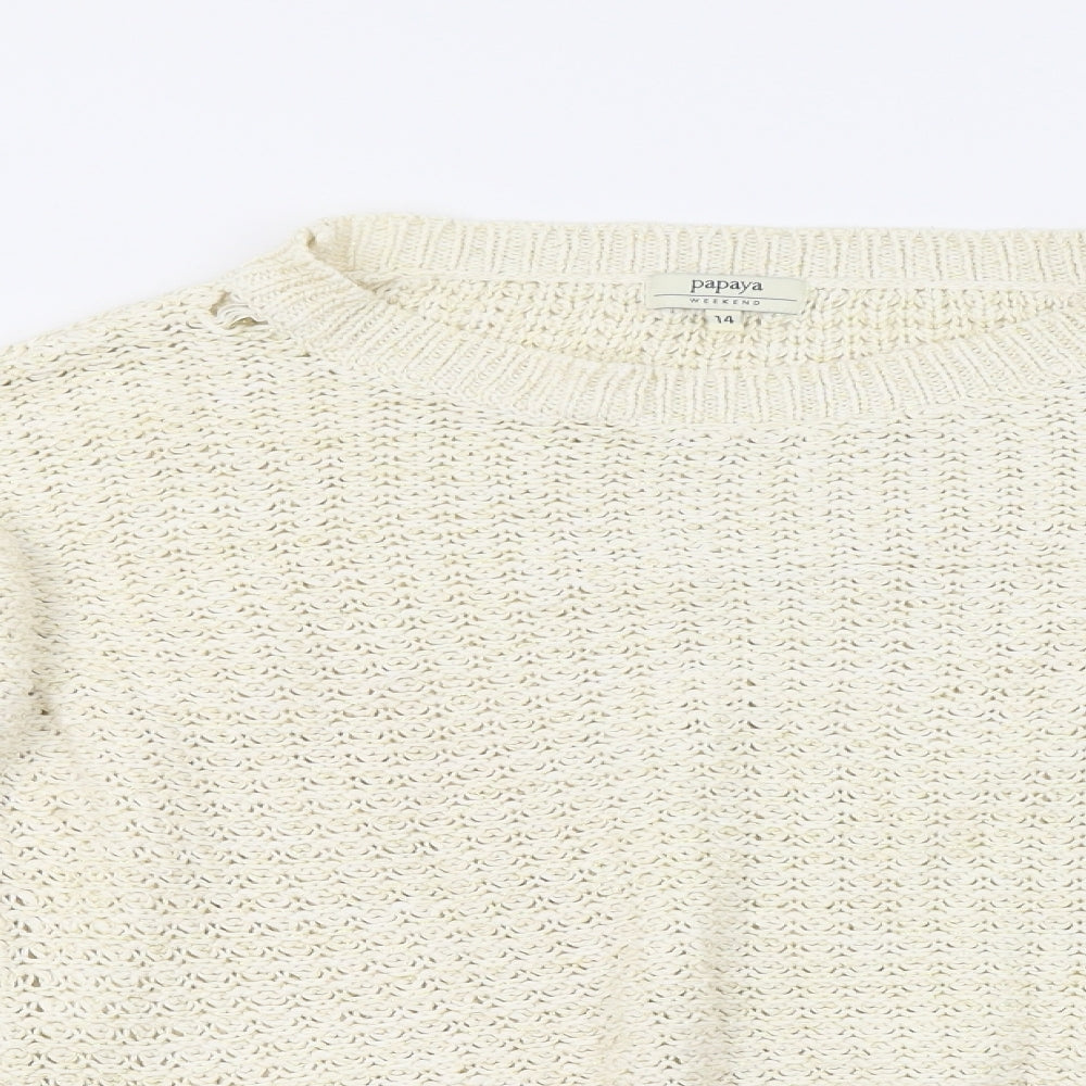 Womens UK Size 14 Papaya Beige Pullover Jumper