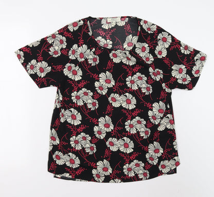 Papaya Womens Black Floral  Basic Blouse Size 10