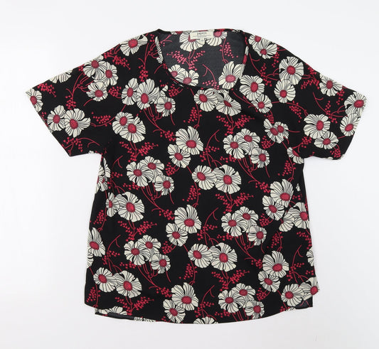 Papaya Womens Black Floral  Basic Blouse Size 10