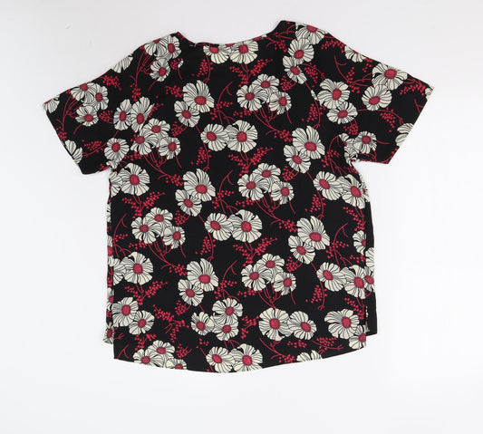 Papaya Womens Black Floral  Basic Blouse Size 10